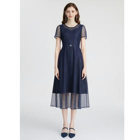 司歌光泽端庄修身短袖连衣裙A871112