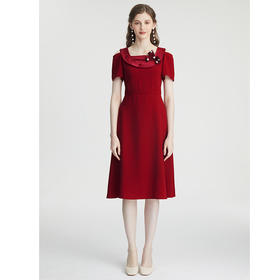 司歌喜庆小礼服修身短袖连衣裙A871002