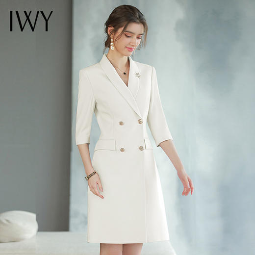 IWY/白色西装裙春夏季新款名媛气质高端职业装收腰显瘦工作服Q873-W 商品图3