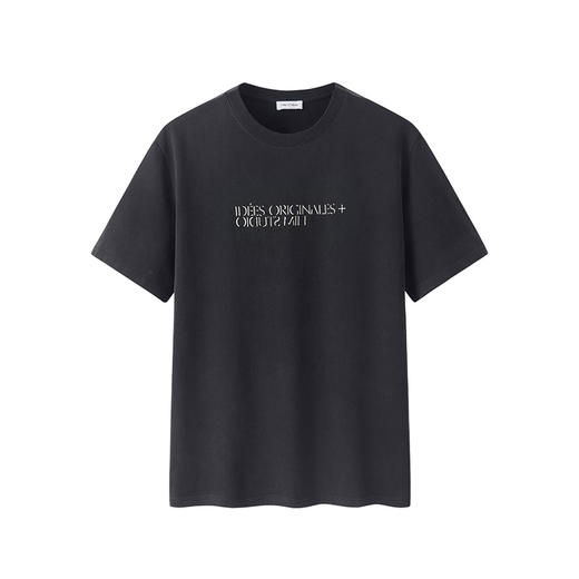 HIM漢崇  简约绣花休闲短袖T恤男基础款纯色百搭圆领上衣 2025夏季 商品图4