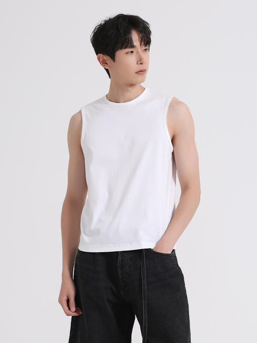 callisto白色全棉无袖T恤 SSUDW001C 商品图1