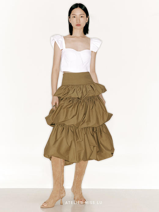 【千层甜心】层叠花苞设计高腰蛋糕裙/2300020 商品图0