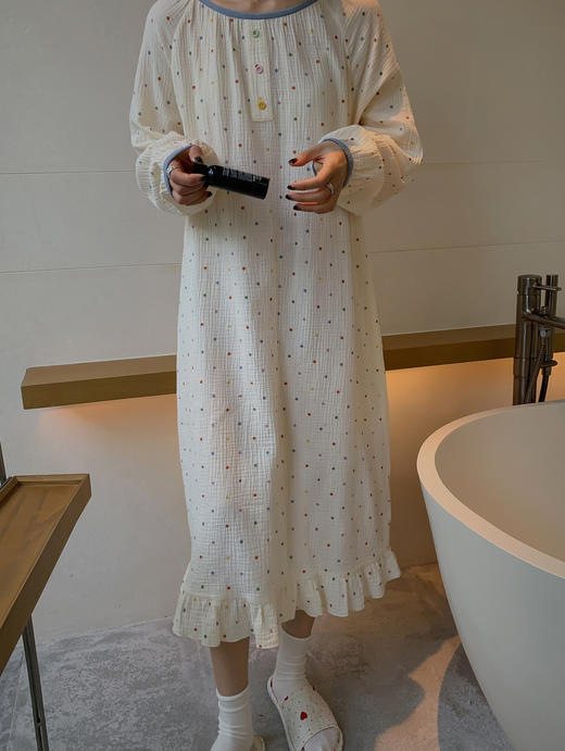 老米优品/ 认准正版哦~~~美美哒《花房菇凉棉纱小宅裙 》透气会呼吸的面料，夏天穿的家居裙好舒服~~很多色哦！Q230316A 商品图4