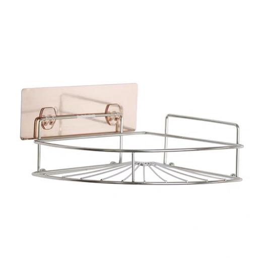 【清仓特惠3折】扇形角落壁挂架不锈钢厨卫扇形角架吸盘式无痕壁挂式收纳架子 商品图0