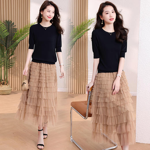 夏装时尚简约，大气优雅收腰显瘦休闲修身百搭两件套HR-SLF8150-1 商品图3