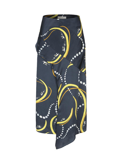 【星月轨迹】品牌定制印花桑蚕丝不规则斜裁半裙/2300015C 商品图4