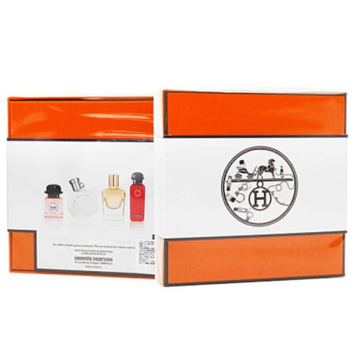 【礼物】法国HERMES/爱马仕 香水套装盒Q版橘彩星光4件套（Twilly丝巾7.5lml+橘彩星光 ml+Twilly血色大黄7.5lml+Twilly之光7.5lml） 商品图1