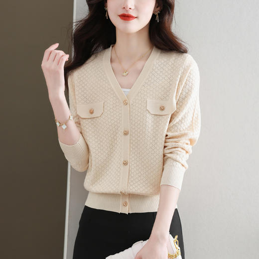 V领短款针织开衫，薄款洋气外搭漂亮小衫CC-13-3041 商品图8