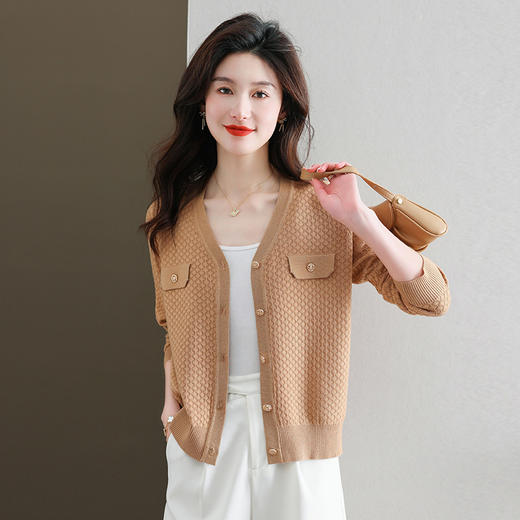V领短款针织开衫，薄款洋气外搭漂亮小衫CC-13-3041 商品图0