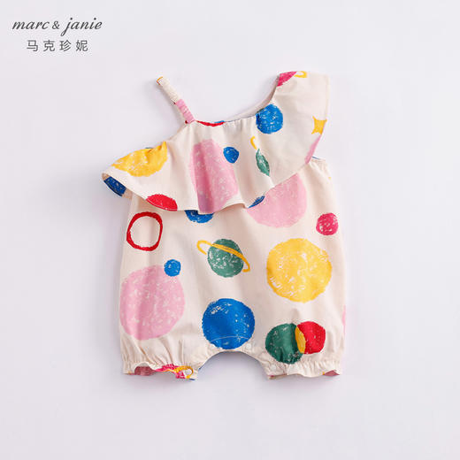 马克珍妮夏装新款 女童北欧风纯棉花边吊带连体衣230363 商品图2