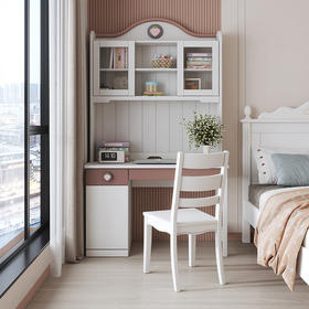 喜梦宝学习桌全实木书架书桌一体可爱草莓书柜电脑桌组合写字课桌草莓糖