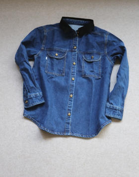 简单粗暴的 哈！女段 小众意单 BM 黑领+牛仔 衬衫式 长袖外套