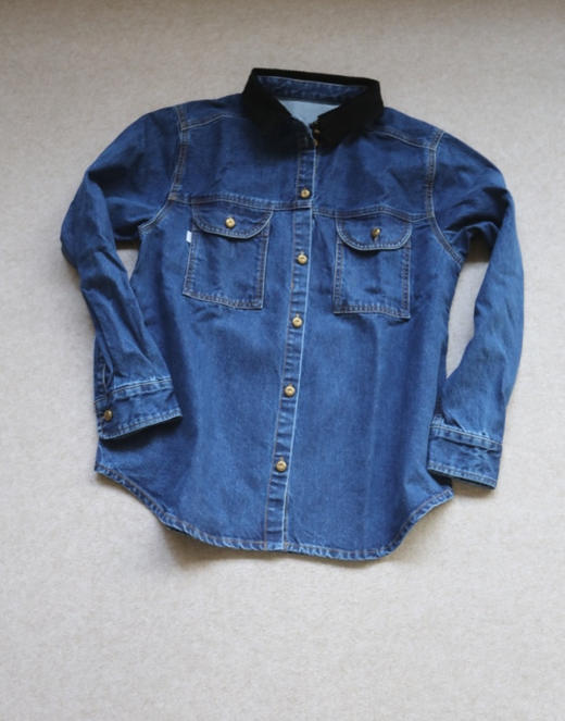 简单粗暴的 哈！女段 小众意单 BM 黑领+牛仔 衬衫式 长袖外套 商品图0