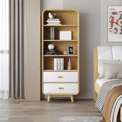 喜梦宝书柜全实木学生实木书柜书架卧室置物架大白 商品图0