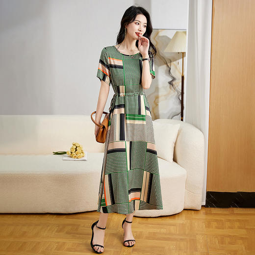 夏季修腰显瘦，气质优雅印花连衣裙HR-MYIY9909-1 商品图6