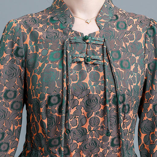 复古立领印花裙，时尚气质中长款A字裙QYM-BAWA20 -Y 商品图3