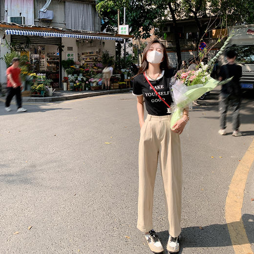 <曾小咸推荐>爆款韩版高腰直筒长裤百搭显瘦哈伦裤裤 日常139.99 立降60 元 今天秒杀价 79.99！！ 商品图2