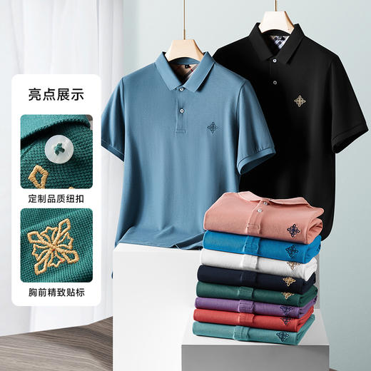 一口价【新款DK】大依优型大码男装全棉短袖POLO衫夏季加肥加大肥佬休闲商务宽松透气男装上衣 商品图3