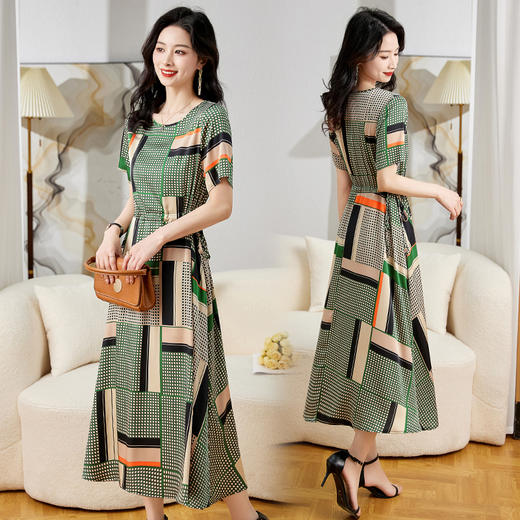 夏季修腰显瘦，气质优雅印花连衣裙HR-MYIY9909-1 商品图4