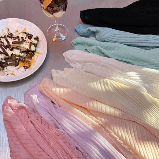 【大货福利，不退不换】  【云朵奶昔】多色优雅修身百搭花边针织衫女2023春季新款 商品图0