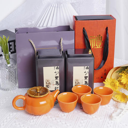 汖茗元 油切乌龙茶2罐装送精美南瓜壶一套 商品图0