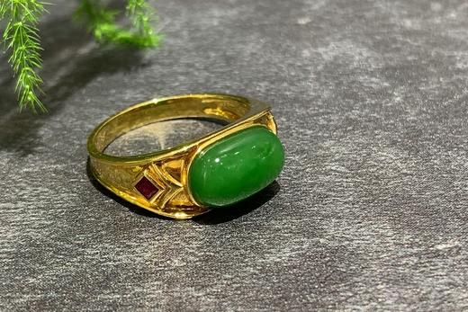 【御珠宫坊】金镶碧玉戒指 商品图0