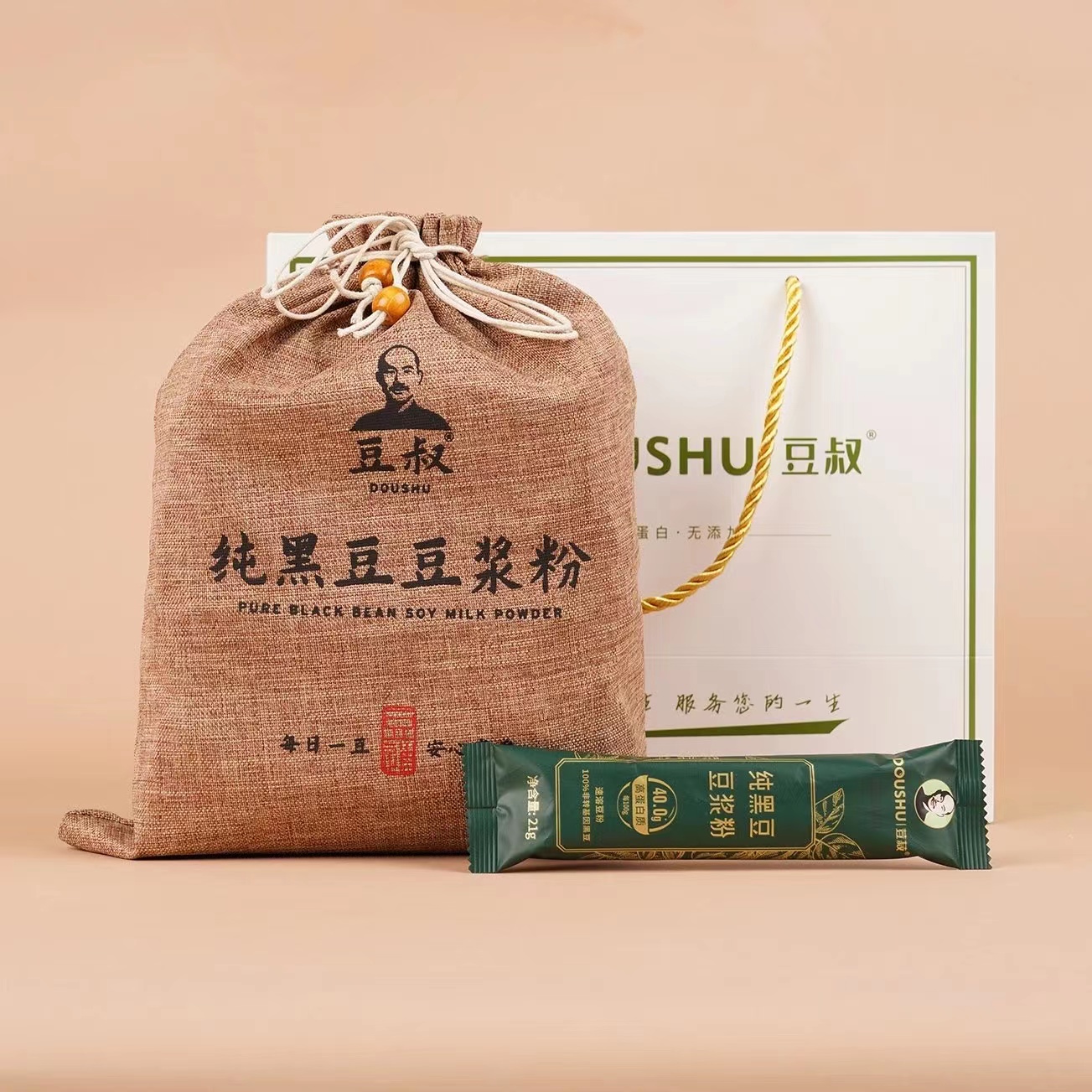 豆叔 高蛋白纯黑豆豆浆粉 100%非转基因黑豆 0添加 香浓黑豆 益气养神