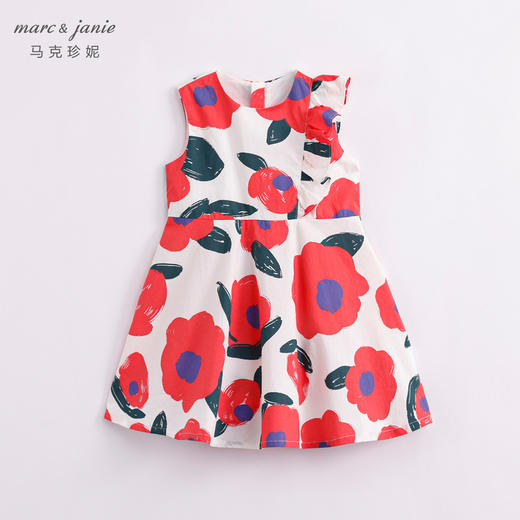 马克珍妮夏装新款 女童北欧风花边领纯棉连衣裙230009 商品图1