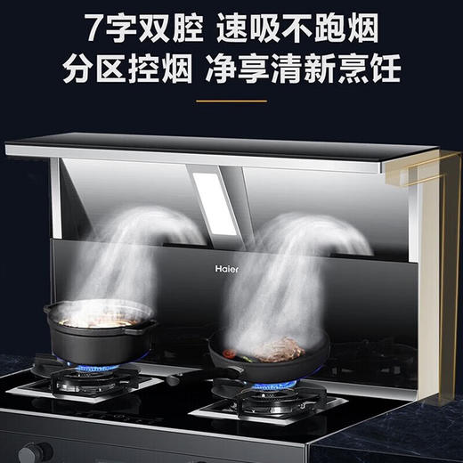 海尔（Haier）家用集成灶 双腔设计4.8KW大火力蒸烤一体集成灶 家用蒸箱烤箱高温消毒一体灶 【蒸烤一体】18立方+4.8KW猛火JJZT-90-QAZK(12T) 商品图2