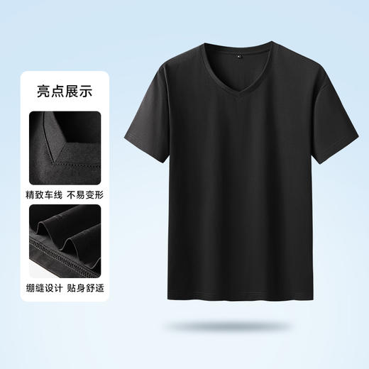 一口价【新款DK】大依优型大码纯棉V领短袖T恤净版多色夏季加肥加大肥佬休闲商务宽松透气男装上衣 商品图3