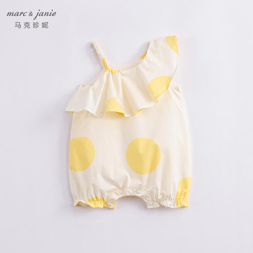 马克珍妮夏装新款 女童北欧风纯棉花边吊带连体衣230363 商品图1