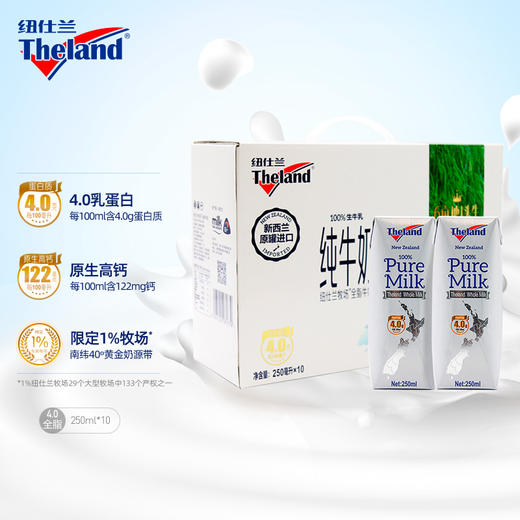 买一送一【礼盒装*2】新西兰进口 纽仕兰4.0g全脂+低脂草饲纯牛奶 10支/礼盒 商品图1