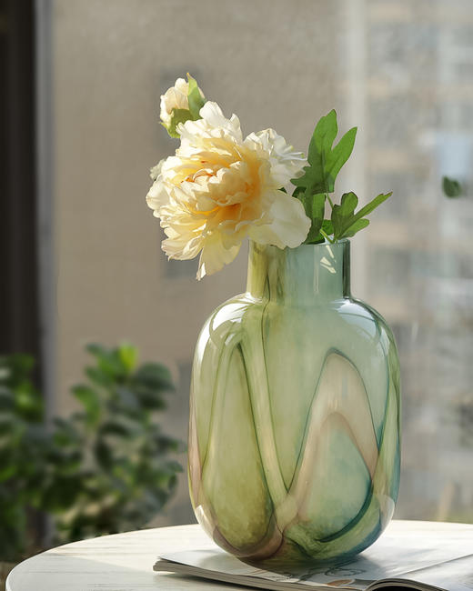 中古风渐变拼色玻璃花瓶摆件客厅餐桌水培复古花瓶简约轻奢装饰品 商品图4