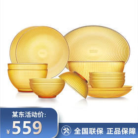 VISIONS 康宁琥珀色餐具家用厨房客厅水果盘欧式14件组VS-AMR14/KZCL