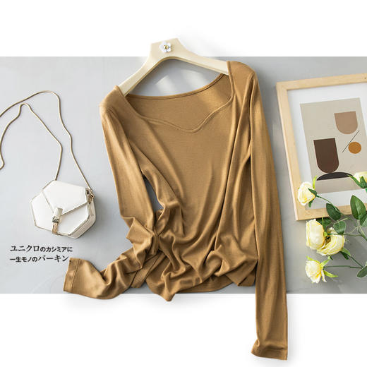 刚需款丨（含羊毛）云朵领 桑蚕丝 长袖T恤 商品图2