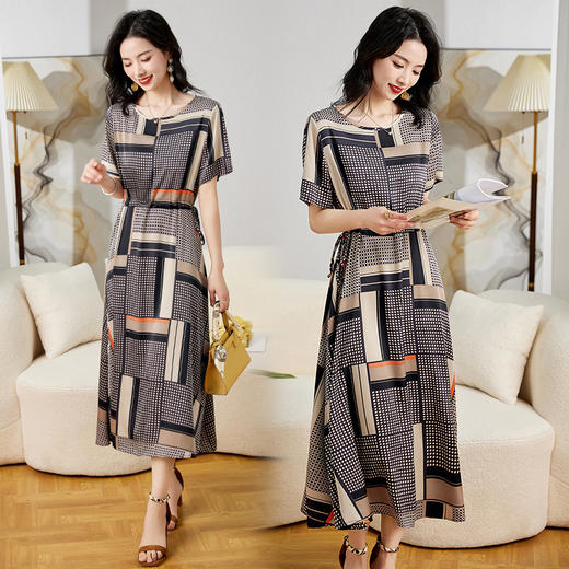 夏季修腰显瘦，气质优雅印花连衣裙HR-MYIY9909-1 商品图1