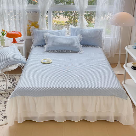 【冰丝豆豆凉席 冰爽来席】凉感豆豆床裙三件套 冰丝面料 吸湿透气 拒绝闷热潮湿 商品图0