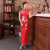2023新款宴会服 立领开衩红色长款丝绸旗袍礼服 商品缩略图0