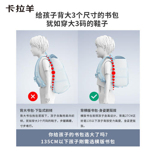 卡拉羊中学生24L-26L防下坠减负立体方包 柠檬树CX5147/L 商品图6