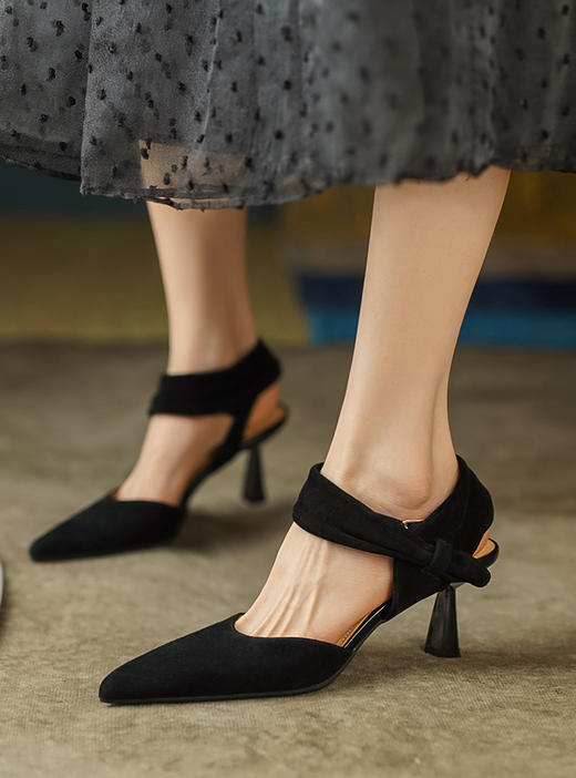 春夏新款，优雅设计感软舒尖头后空高跟凉鞋LCC-C8969 商品图12