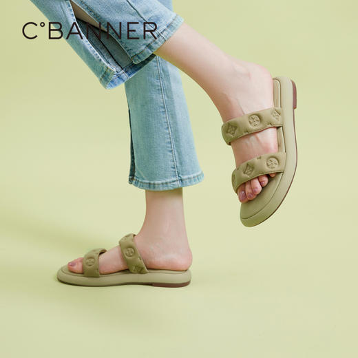 千百度女鞋夏季沙滩凉拖鞋休闲外穿平底海边松糕踩屎感 A23374208 商品图0