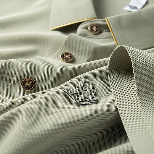 「四款配色！轻奢质感」夏季薄款无痕压胶尼龙polo衫 男短袖修身商务休闲翻领豆绿t恤男上衣 商品图0