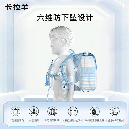 卡拉羊18L/20L小学生1-3-6防下坠减负立体方包 柠檬树系CX2143+CX2576 商品图6