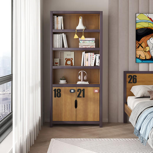 喜梦宝儿童家具美式全实木书柜学生书架儿童书柜置物柜子 马拉松 商品图0