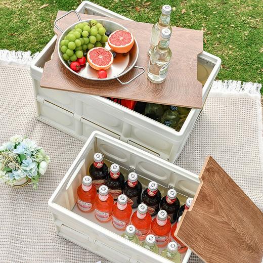 洛克兰户外折叠收纳箱 木盖款CRZDX401 白色 30L 商品图2