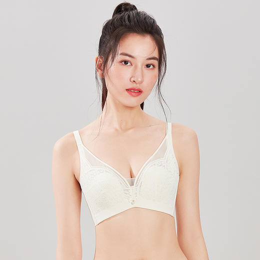 都市丽人聚拢升杯常规内衣B杯薄3/4杯蕾丝文胸三排软钢圈YB32C7 商品图0