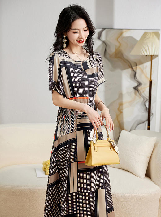 夏季修腰显瘦，气质优雅印花连衣裙HR-MYIY9909-1 商品图10