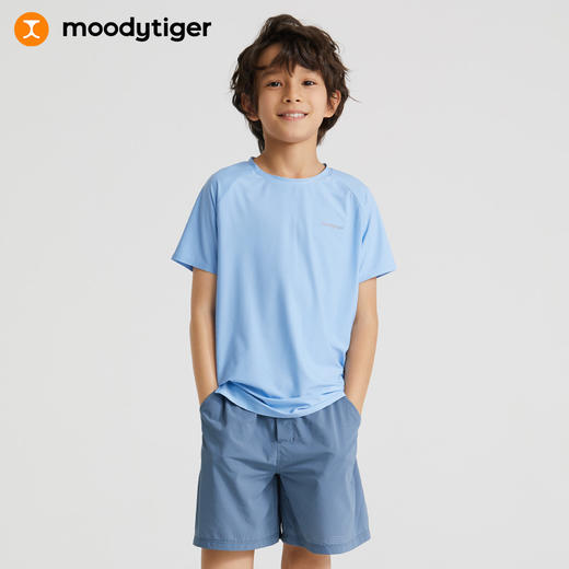 【专属】moodytiger男女童短袖T恤2023年夏季新品圆领凉感弹力百搭T| 深海  M22110108* 商品图0
