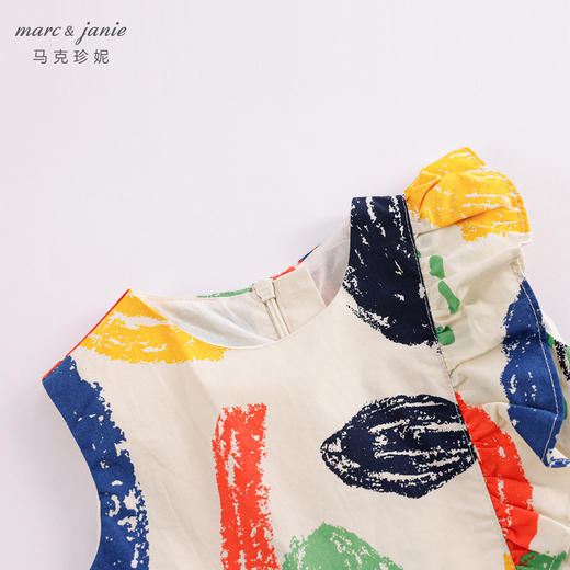 马克珍妮夏装新款 女童北欧风花边领纯棉连衣裙230009 商品图3