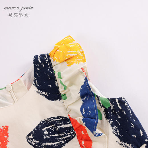 马克珍妮夏装新款 女童北欧风花边领纯棉连衣裙230009 商品图4